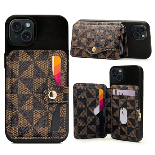 M-Plateau Card Holder for Phone, Stick On Phone Wallet With 3M Adhesive (Brown and Black)