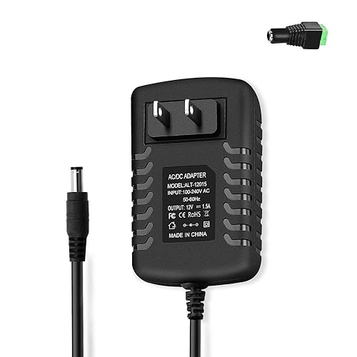 12V 1.5A 18W DC Power Supply Adapter, AC 100-240V 50-60Hz to 12 Volt 1.5 Amp Transformer, DC 12V Power Cord with 5.5 x 2.5mm Barrel Plug Compatible…