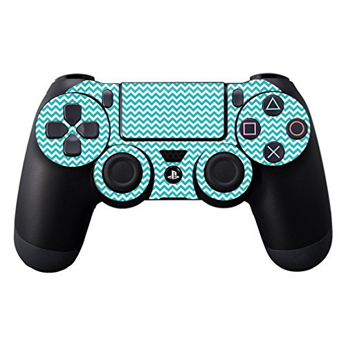 MightySkins Skin Compatible with Sony PS4 Controller - Turquoise Chevron | Protective, Durable, and Unique Vinyl Decal wrap Cover | Easy to Apply