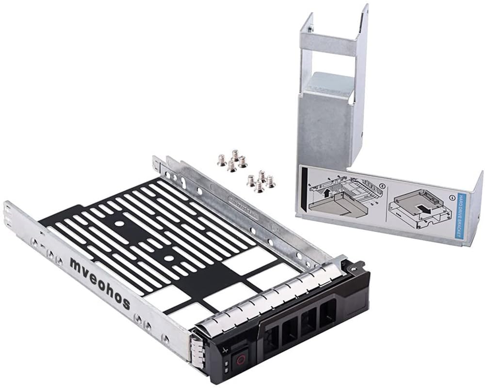 mveohos 3.5" SAS/SATA Hard Drive Tray Caddy with 2.5" HDD Adapter SSD SAS SATA Bracket for Dell Poweredge R320, R420, R720, T320, T420, T620 Servers