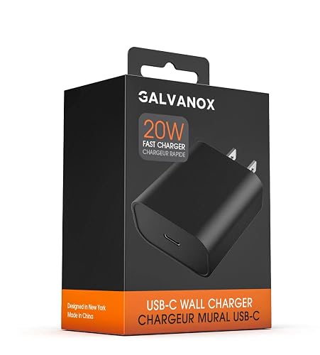Galvanox USB C Charger (20W) Fast Charging Wall Plug Power Adapter Block Compatible with iPhone 12/13/14/15 Pro Max/Pixel/Note/Samsung Galaxy - Black