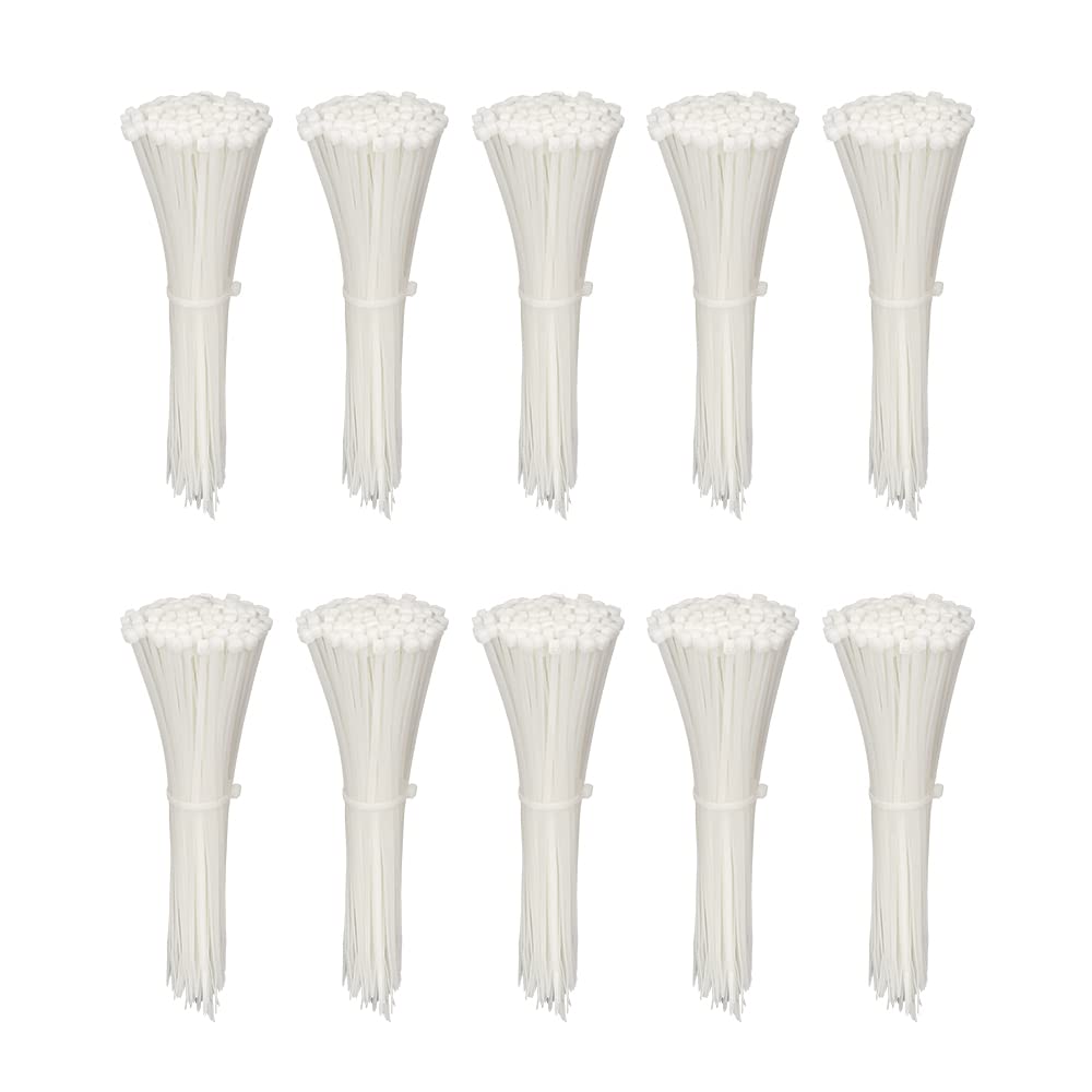 1000 Pack 4 inch KOOWIN Nylon Plastic Cable Zip Ties Small Wire Wraps White