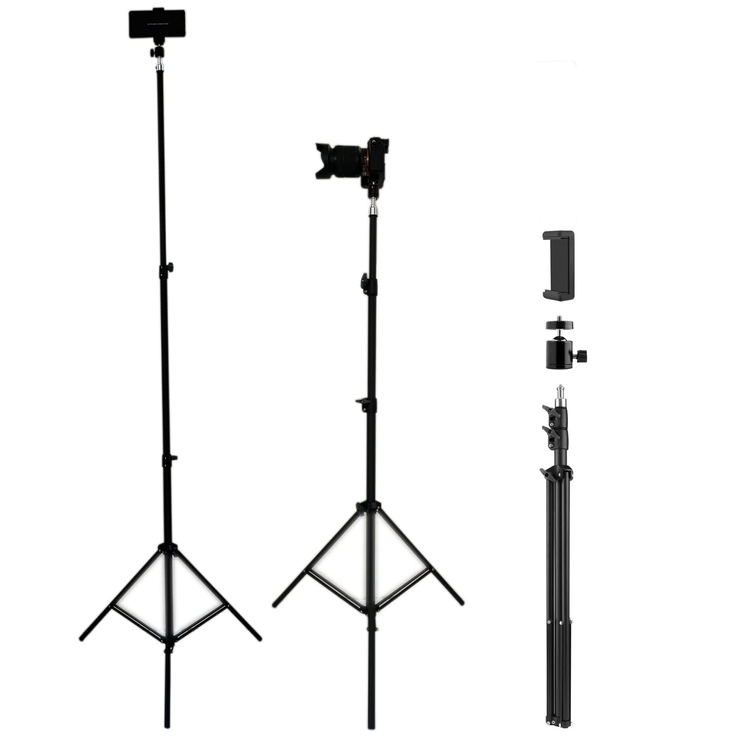 Up to 82.6 Inch Tall Tripod for Cell Phone and Lightweight Camera, Super Tall Tripod with Cell Phone Holder for iPhone 17 Pro Max, 16 Pro Max, Galaxy