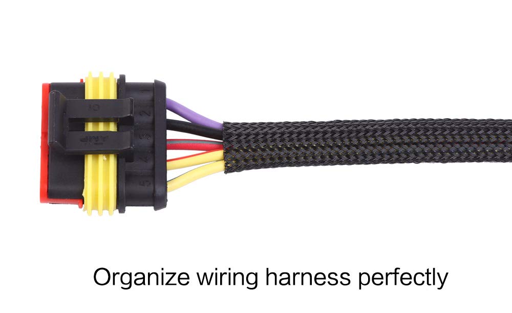 Keco 100ft - 1/4 inch PET Braided Expandable Cable Sleeve - Wire Sleeving for Audio Video and Other Home Device Cable Automotive Wire - Black