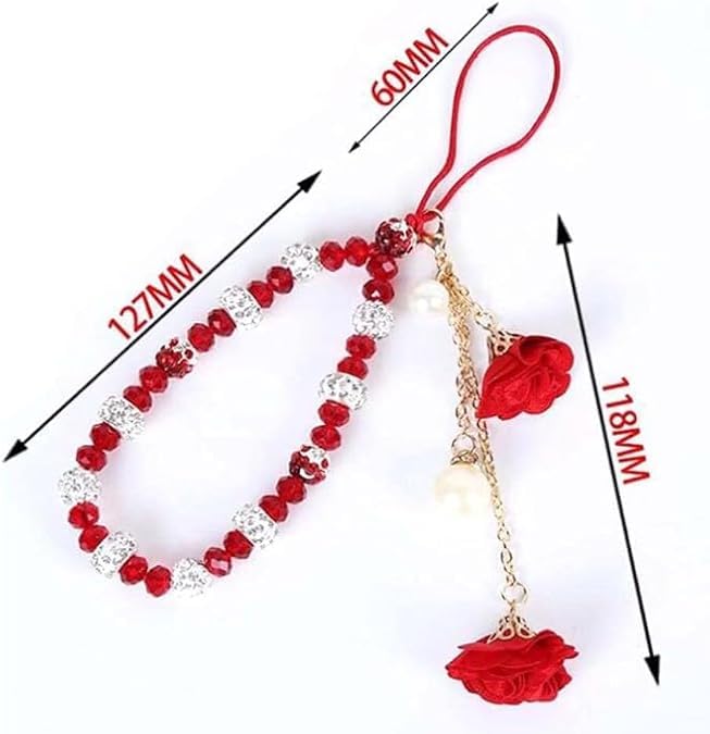 Zhuluck 1Pc Pink Bling Mobile Phone Strap Lanyard Bracelet Hand Strap Hanging Cord Flower Pendant Short Cord Wrist Straps for Phone Case