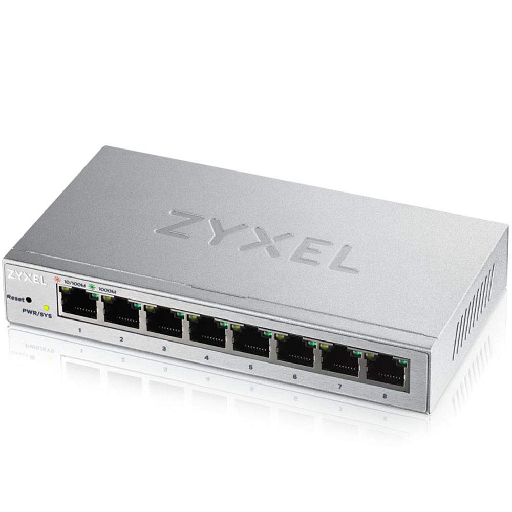 Zyxel 8-Port Gigabit Easy Web Managed Plus Switch, Sturdy Metal, QoS, WebGUI, Jubmo Frames, VLANs, DHCP Client, IGMP Snooping, Link Aggregation