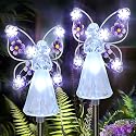 GIGALUMI Solar Angel Garden Stake Lights - 2 Pack Angel Solar Lights Outdoor Garden, Eternal Light Angel with 7 LEDs for Cemetery Grave Decorations