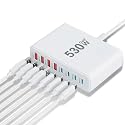USB C Charger 530W USB C Charger Block,Upgraded GaN IV 10-Port Charging Station Hub,Travel Essentials 140W Fast Charging Laptop Adapter for MacBook