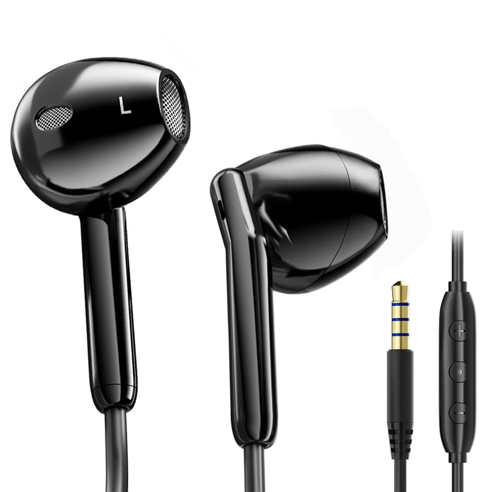 3.5MM Wired Earbuds with Microphone,Wired Headphone Stereo Bass Comfortable semi in ear sports headphones Call noise cancelling,High sound quality…