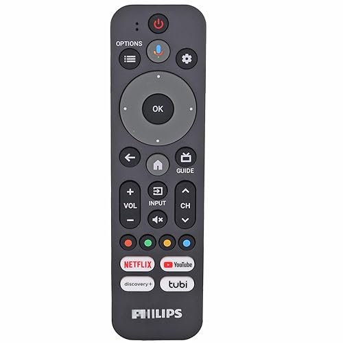 Dan's Originals OEM RF553A Replacement Voice Remote Control | Compatible with Philips 4K Ultra HD LED Google TV's with Netflix, YouTube, Discovery+