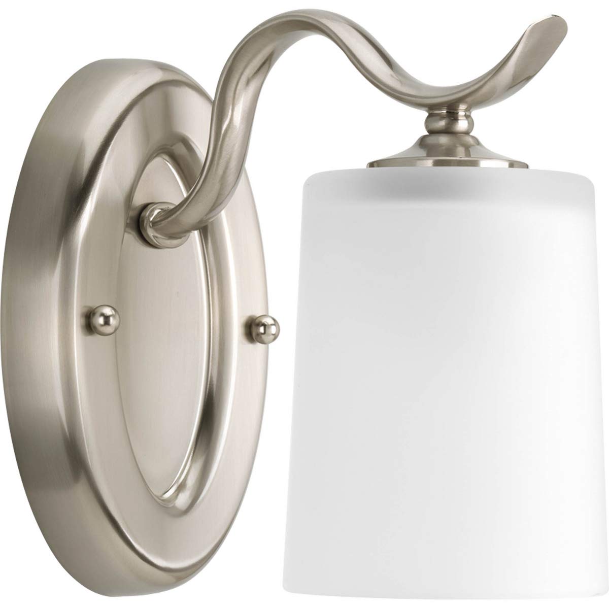 Progress Lighting P2018-09 Inspire Collection Etched Glass Traditional Bath Vanity Light, 1-Light, Brushed Nickel