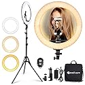 Ring Light 18 Inch LED Ringlight Kit with 73 inch Tripod Stand with Phone Holder Adjustable 3200-6000k Color Temperature Circle MUA Lighting