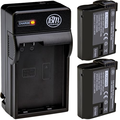 BM Premium 2 Pack of EN-EL15B Batteries and Battery Charger for Nikon Z6, Z7, D780, D850, D7500, 1 V1, D500, D600, D610, D750, D800, D800E, D810