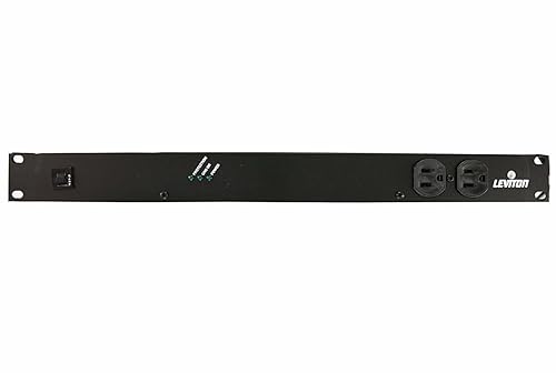 Leviton Horizontal Rack Mount Surge Protective Power Distribution Unit 15A NEMA 5-15P Straight Blade Plug 12 Outlets, 5500-15N, Black