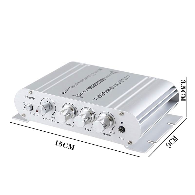 Sundeer 2.1 Channel Mini Amplifier 20W+20W+40W Hi-Fi Power Amplifier with 12V 2A Power Supply, Subwoofer Amp Stereo Bass Treble RCA Input Audio for CD