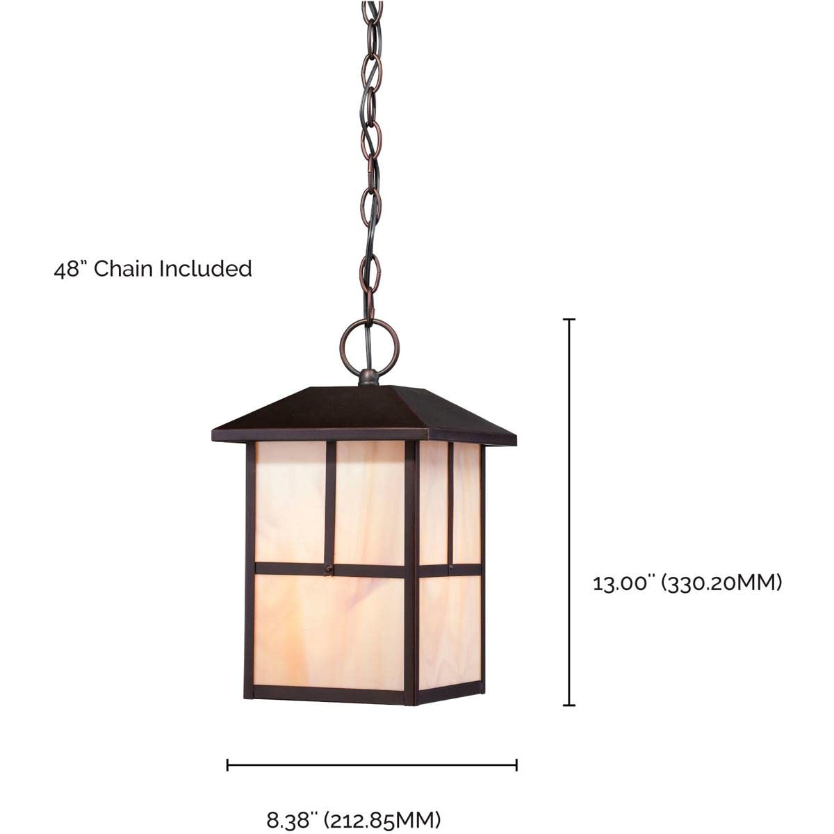 Nuvo Lighting Lighting 60/5674 Tanner Hanging 1 Light Lantern 100 Watt A19 max Outdoor Pendant Porch and Patio Lighting with Honey Stained Glass