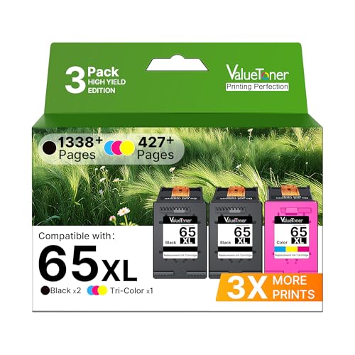 Valuetoner for 65XL 65 Ink Cartridges Black/Color Combo Pack 3-Pack