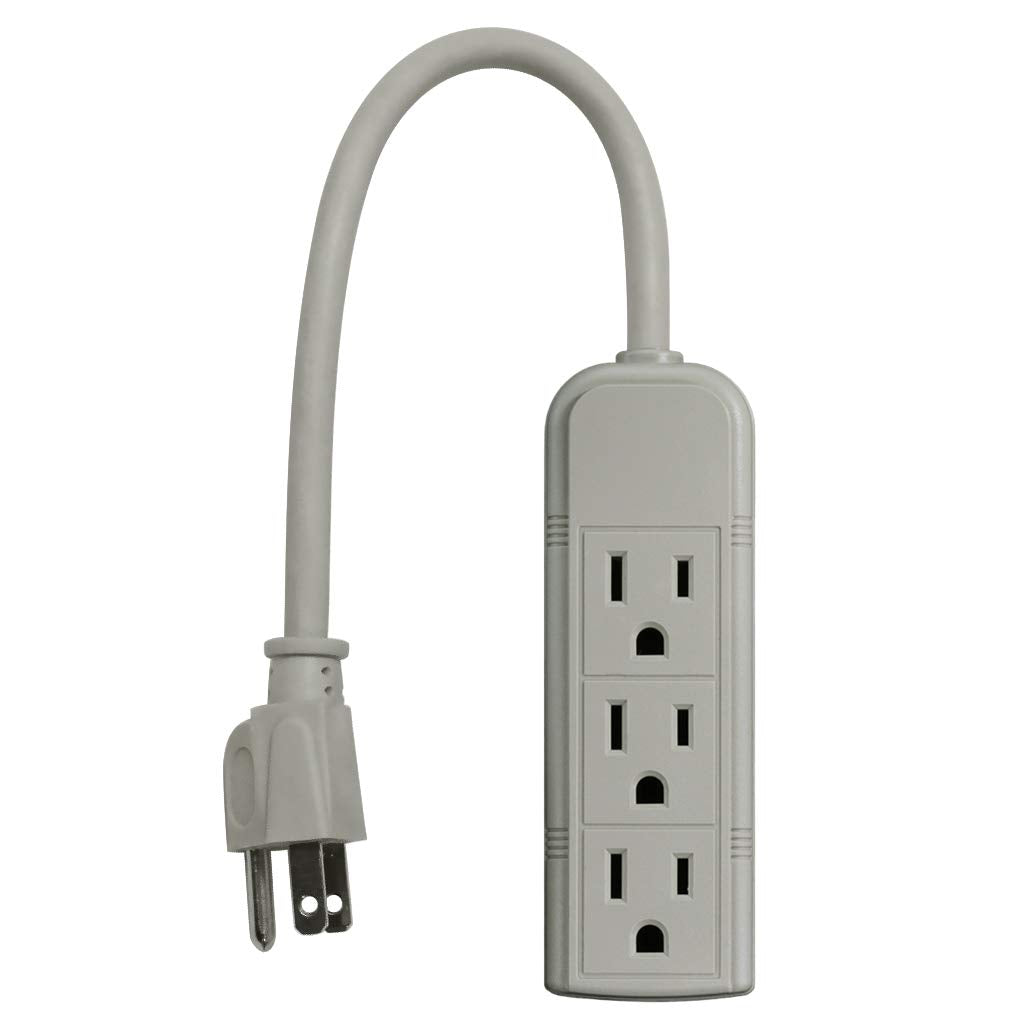 Uninex PS28U Compact Grounded 3-Outlet Power Strip, UL Listed, 1-Foot, 24-Pack