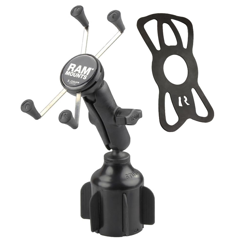 RAM MOUNTS X-Grip Large Phone Mount with Cup Holder Base, Stubby Car Cup Holder Mount for Truck & Vehicle, B Size 1" Ball RAP-B-299-4-UN10U