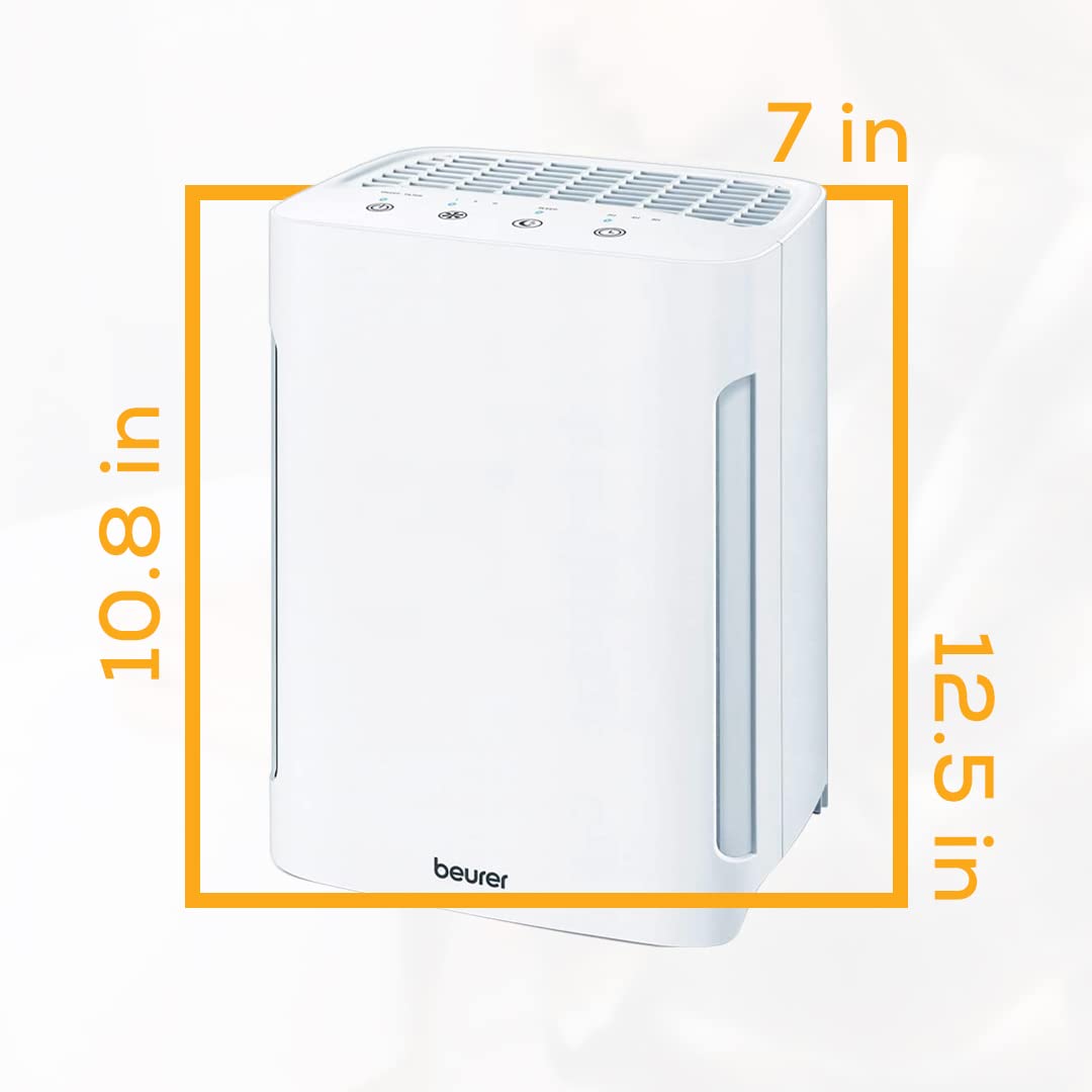 Beurer LR210 Air Purifier for Home, 3-Layer H13 True HEPA Filter System, 3 Fan Settings, Clean Ambient Air, Air Filter for Allergies & Pets, Cleaner