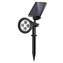 AMIR Solar Spotlights Outdoor Upgraded, Waterproof 1 Pack Security Landscape Lights 4 LED, Adjustable Solar Garden Light with Auto On/Off for Yard