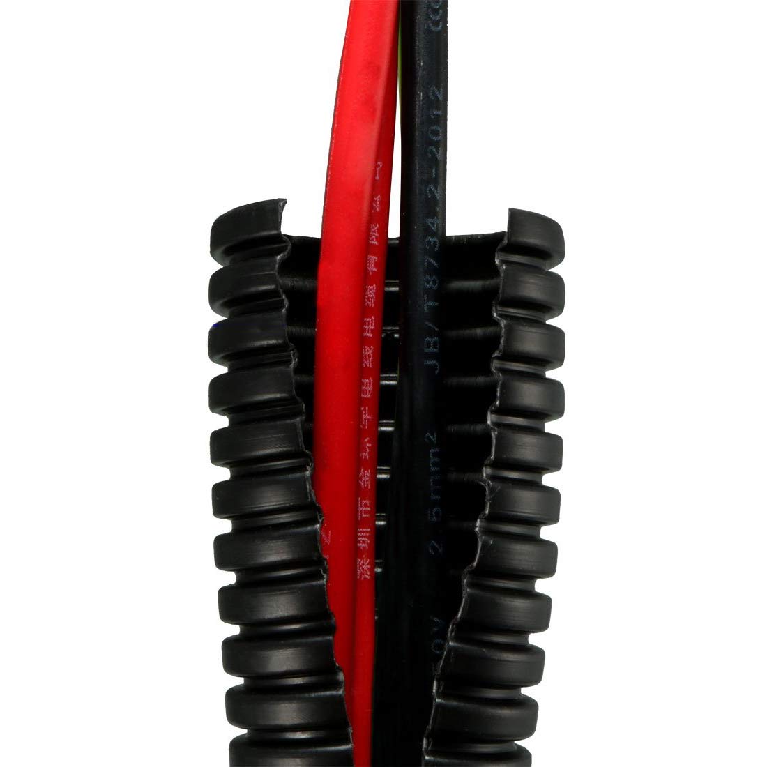 YXQ Split Wire Loom Black 25 Ft 3/4-inch ID Polyethylene Bellows Pipe Preservative Flexible Tube for Electric Conduit Liquid