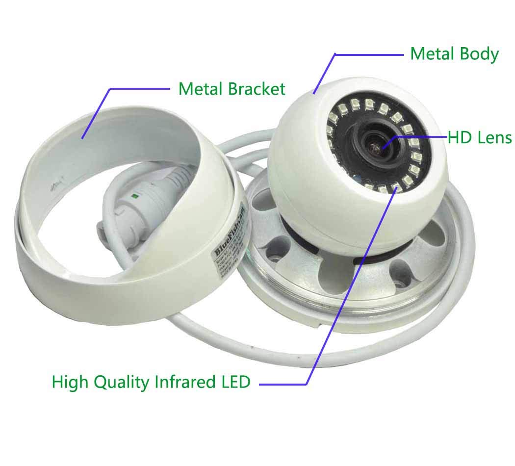 BlueFishCam Wired Dome PoE IP Camera 4MP POE Dome Network Camera Outdoor CCTV Infrared IP(2.8mm)