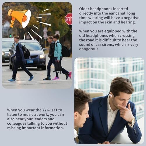 SHIJIAET Open Ear Clip Earbuds Over The Ear Headphones Wireless Bluetooth Waterproof Bone Conduction Earbuds for Fitness and Running, Secure Fit…