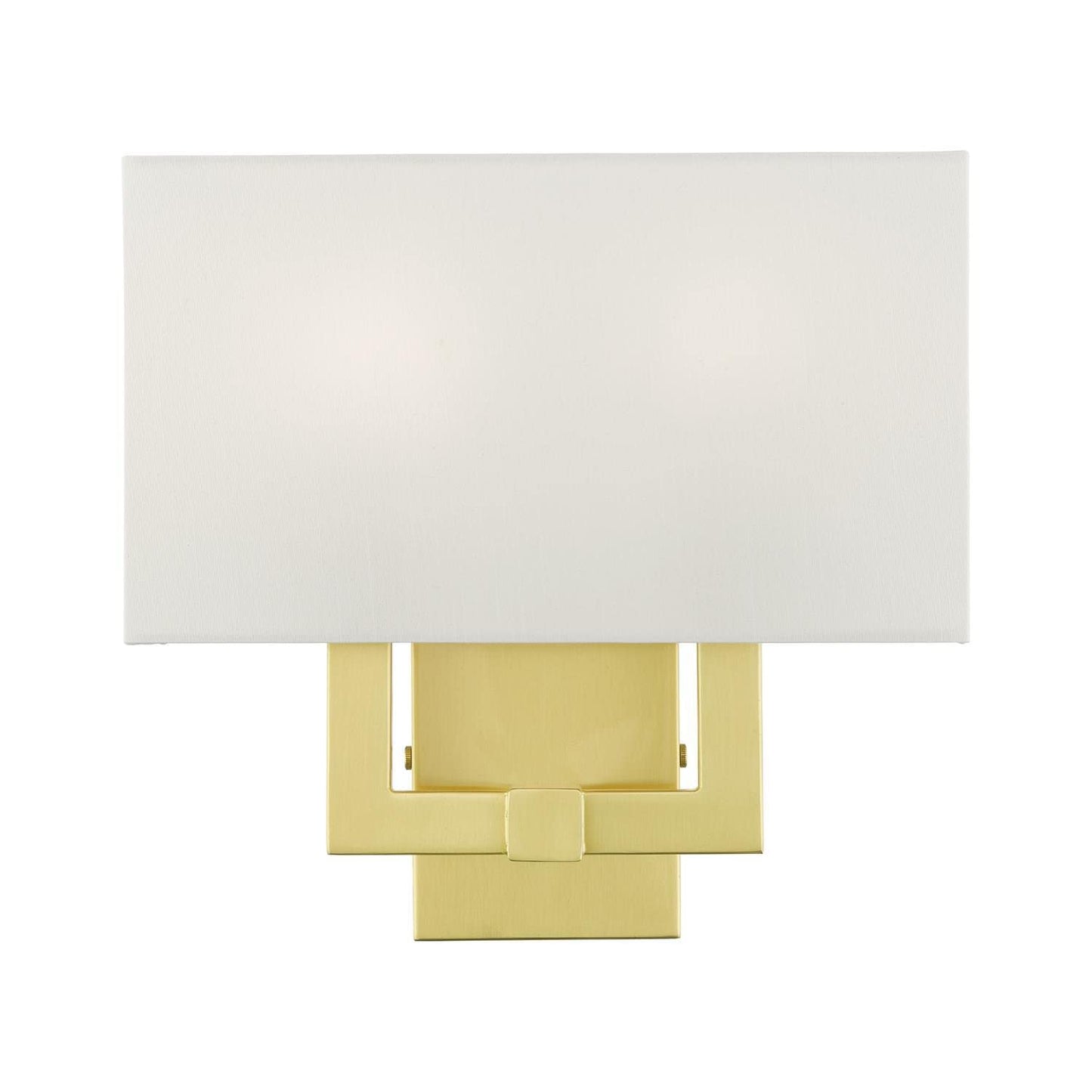 Livex Lighting 51103-12 Meridian Collection ADA 2-Light Wall Sconce Light with Off-White Hardback Fabric Shade, Satin Brass, 13 x 12.5