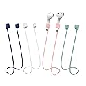 BUISAMG Magnetic Anti-Lost Straps for AirPods, Soft Silicone Sports Lanyard, Neck Rope Cord, Wireless Headphones Anti-Lost Rope. (4pcs Blue White Pink