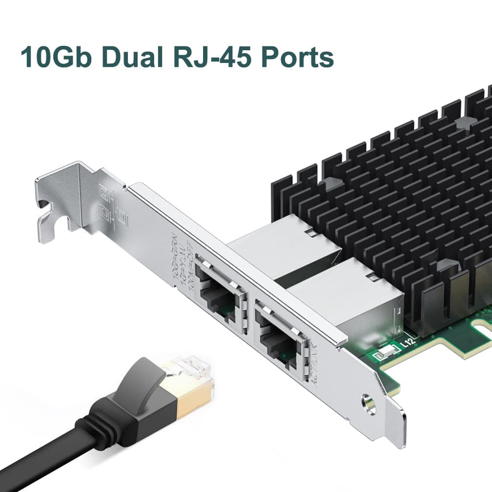ipolex 10Gb Network Card Intel X540-T2 PCIE NIC Ethernet Card, Dual RJ45 Port, Intel X540-BT2 Controller, 10G Converged Network LAN Adapter, Support