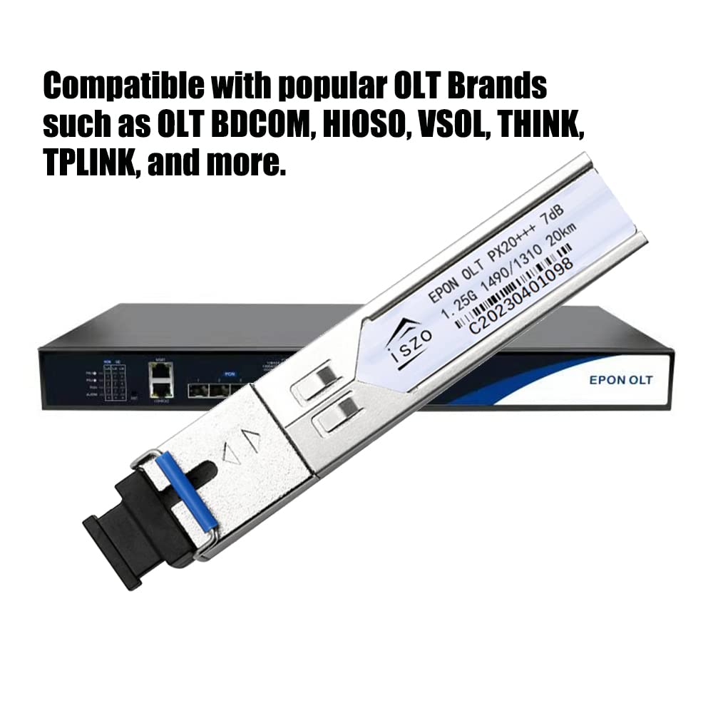 iszo A Piece pon Module EPON PX20+++ 1.25G Optical Fiber PON Module with 7/9db and SC Port, Compatible with BDCOM TPLINK Ubiquiti HIOSO VSOL Think
