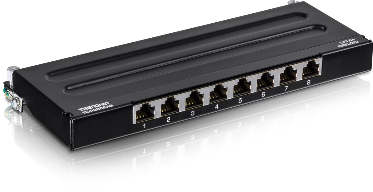 TRENDnet 8-Port Cat6A Shielded Patch Panel,TC-P08C6AS,Wall Mount Ready