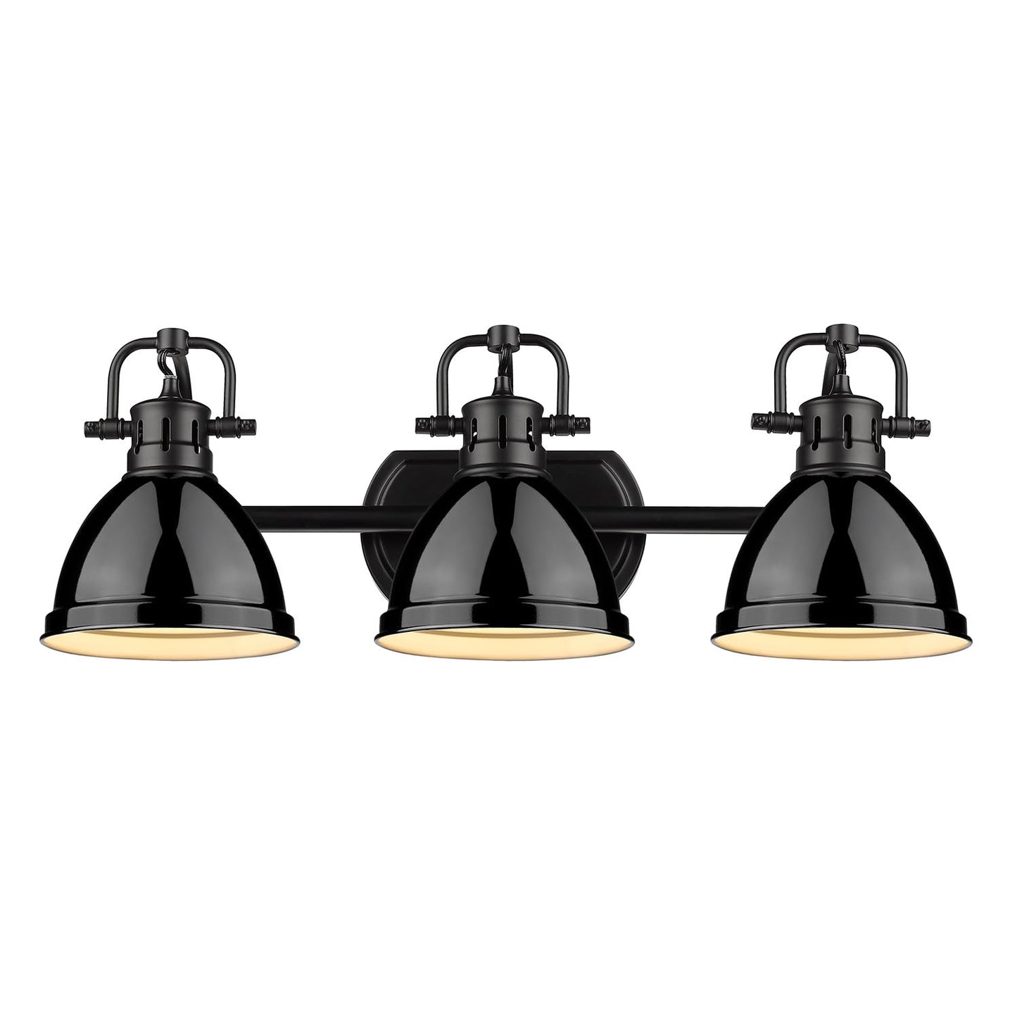 Golden Lighting 3602-BA3 BLK-BK Duncan Bath Fixture, Matte Black with Black Shades