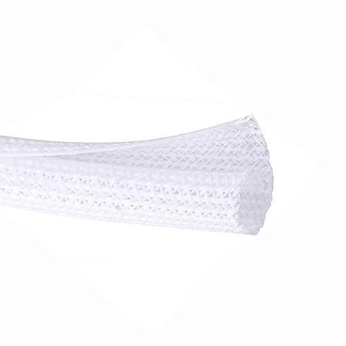 QCSIW 1/4" x50ft Split Sleeve Cable Organizer - Wire Protector Sleeving for Desk, PC, TV, Home Office | Cord Management Cover, Easy Install, White