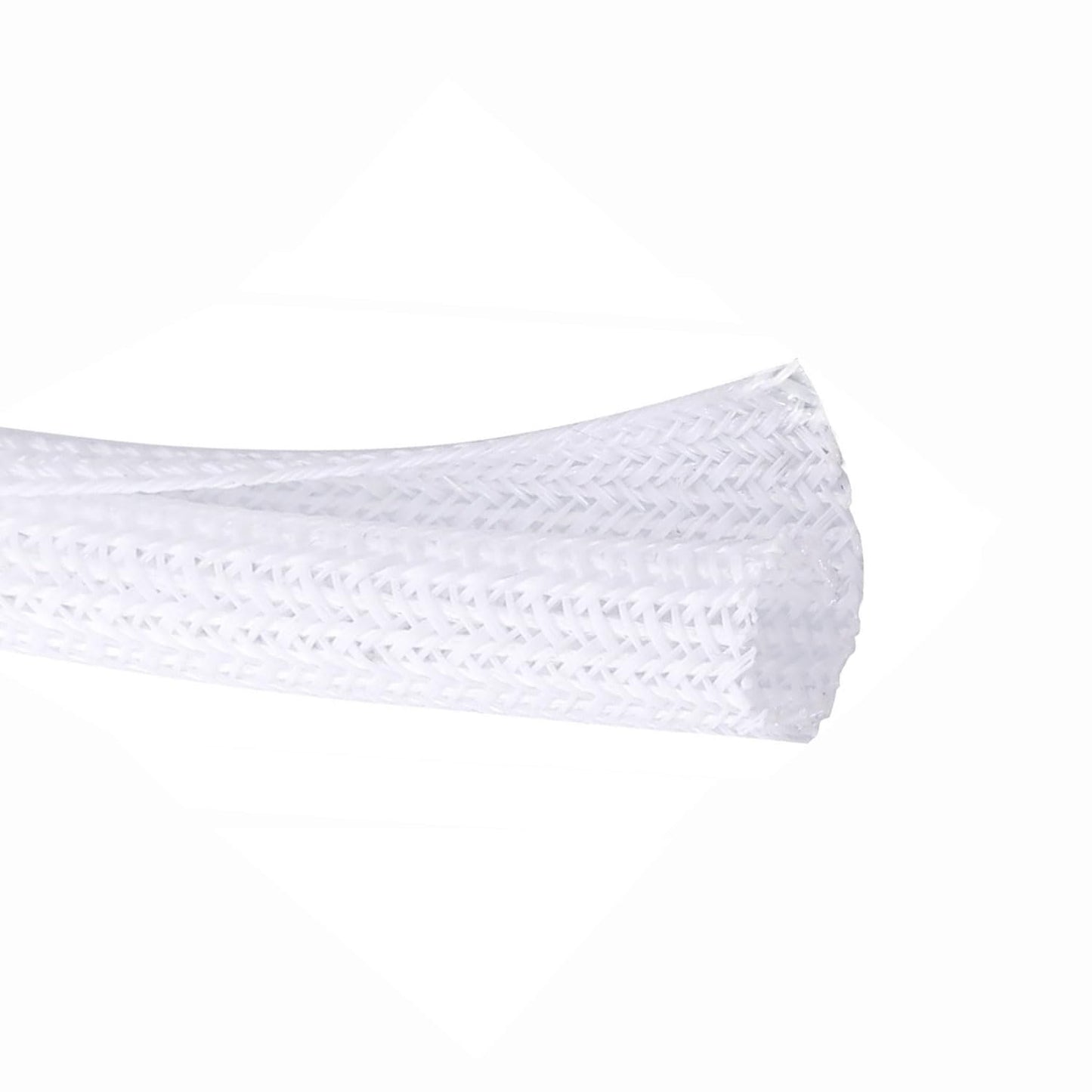 QCSIW 50ft 1 Inch White Cable Sleeve - Split Wire Loom Tubing Cord Protector - Flame Retardant Polyester Cable Management Wrap for Desk, TV, PC - Pet