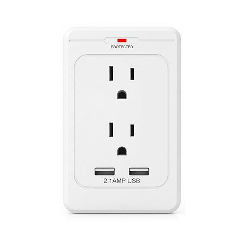 Stanley SurgePro USB Surge Adapter 2 Outlets with 2 USB Ports 270 Joules Surge Protection 2.1A Charging LED Indicator