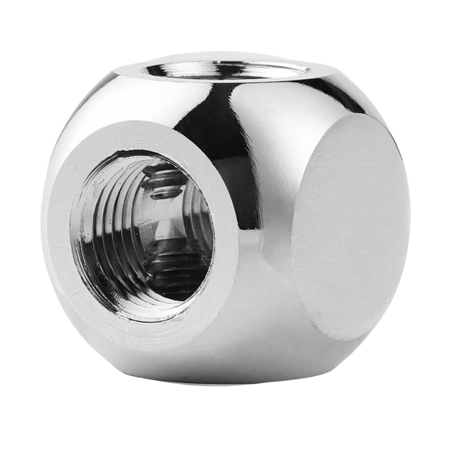 Dracaena.io 2 pack G1/4" thread, 3-way ball fitting extender or connector for the computer water cooling system, durable brass/copper material, Silver