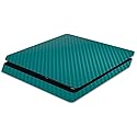MightySkins Carbon Fiber Skin for Sony PS4 Slim Console - Teal | Protective, Durable Textured Carbon Fiber Finish | Easy to Apply, Remove, and Change