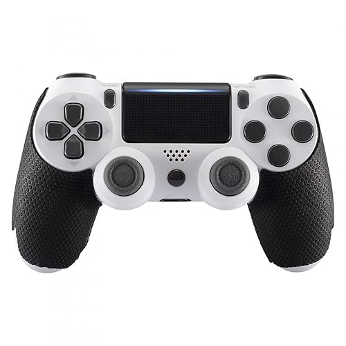 eXtremeRate Black Anti-Skid Sweat-Absorbent Controller Grips for ps4 Controller, Professional Textured Soft Rubber Handle Grips for ps4 Slim Pro