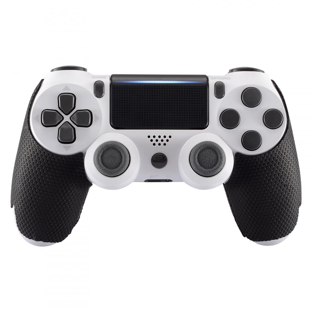 eXtremeRate Black Anti-Skid Sweat-Absorbent Controller Grips for ps4 Controller, Professional Textured Soft Rubber Handle Grips for ps4 Slim Pro