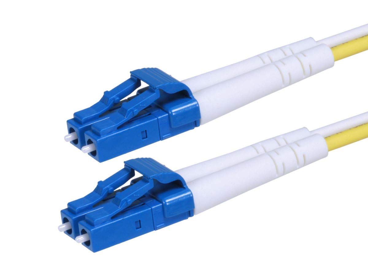 Monoprice Fiber Optic Cable - LC to LC, 9/125 Type, Single Mode, Duplex, 20 Meter, Yellow