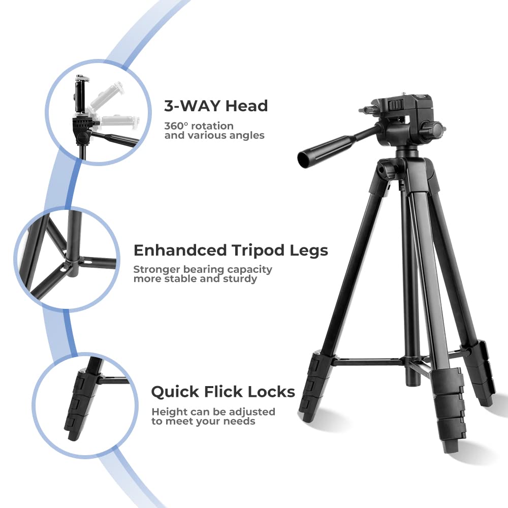 UBeesize 54'' Camera Tripod, Phone Tripods for iPhone with Bag, Travel Tripode Stand with Remote Compatible with iPhone 17/1615/14/13/12/11, Android