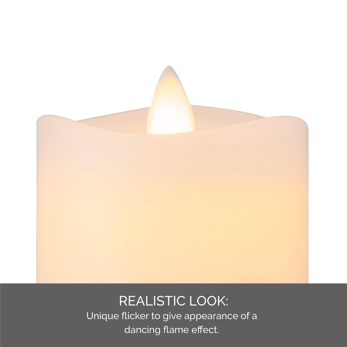 Mikasa LED Wax Pillar Candle 3 x 4 Inch White Flameless Candle with Dancing Flame Effect - Battery Operated with 5-Hour Timer for Home Decor and Table