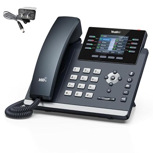 Yealink SIP-T44U-PSU 1301214-12 VoIP Accounts. 2.8-Inch Color Display, PoE Power Adapter Included