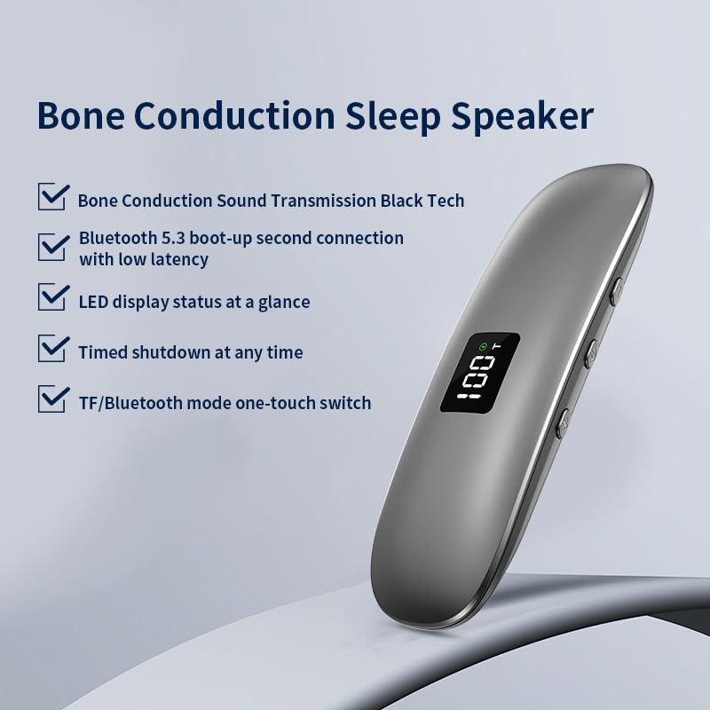 Micool Bone Conduction Sleep Speaker - 15H Battery, Bluetooth 5.3 & TF Card Mode | Under-Pillow Design for Private Music & Soothing Sleep