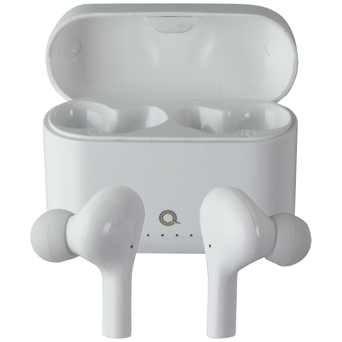 QUIKCELL QAir Stems True Wireless Earbuds, 21+ Hours Playtime, Fast Charging Case, White