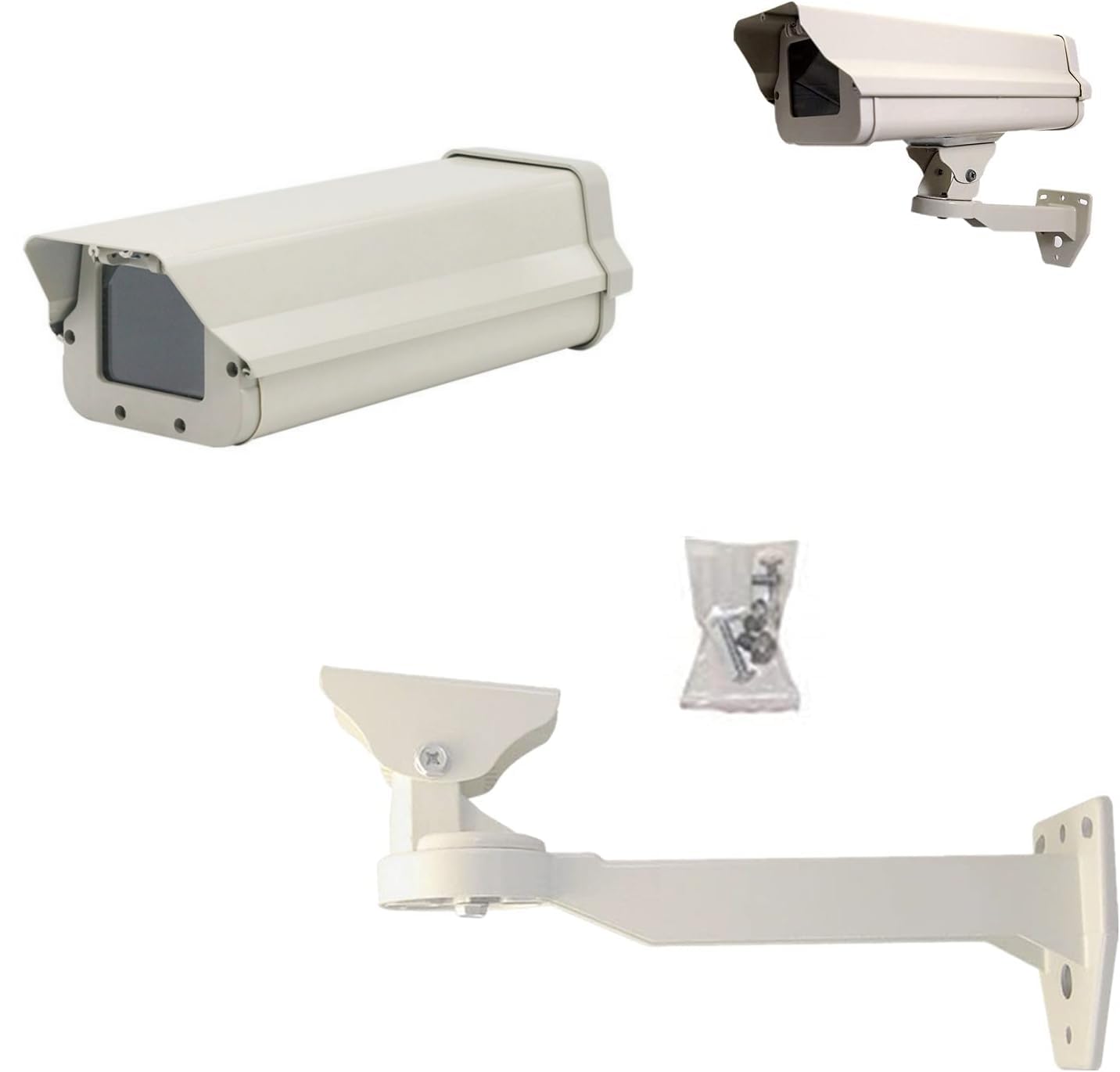 GledeYeTec 14.5" Heavy-Duty Aluminum Outdoor CCTV Camera Housing - Weatherproof Security Camera Enclosure with 360° Adjustable Wall Mount Bracket Kit