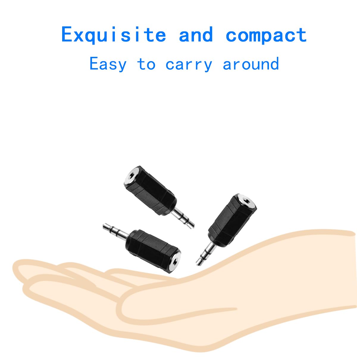 3.5mm to 2.5mm Audio Adapter, Stereo Male to Female Converter, 3-Pack, Black