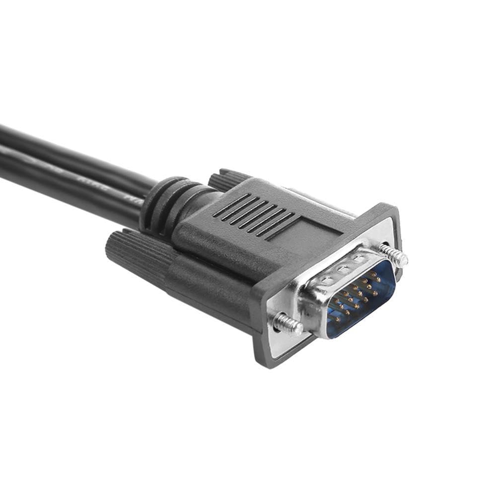 BUBUCAM VGA Y Splitter Cable, VGA 1 Male to VGA 2 Female Adapter Cable Dual VGA Monitor Y Cable for Screen Duplication - 1 Feet, Black (No Screen
